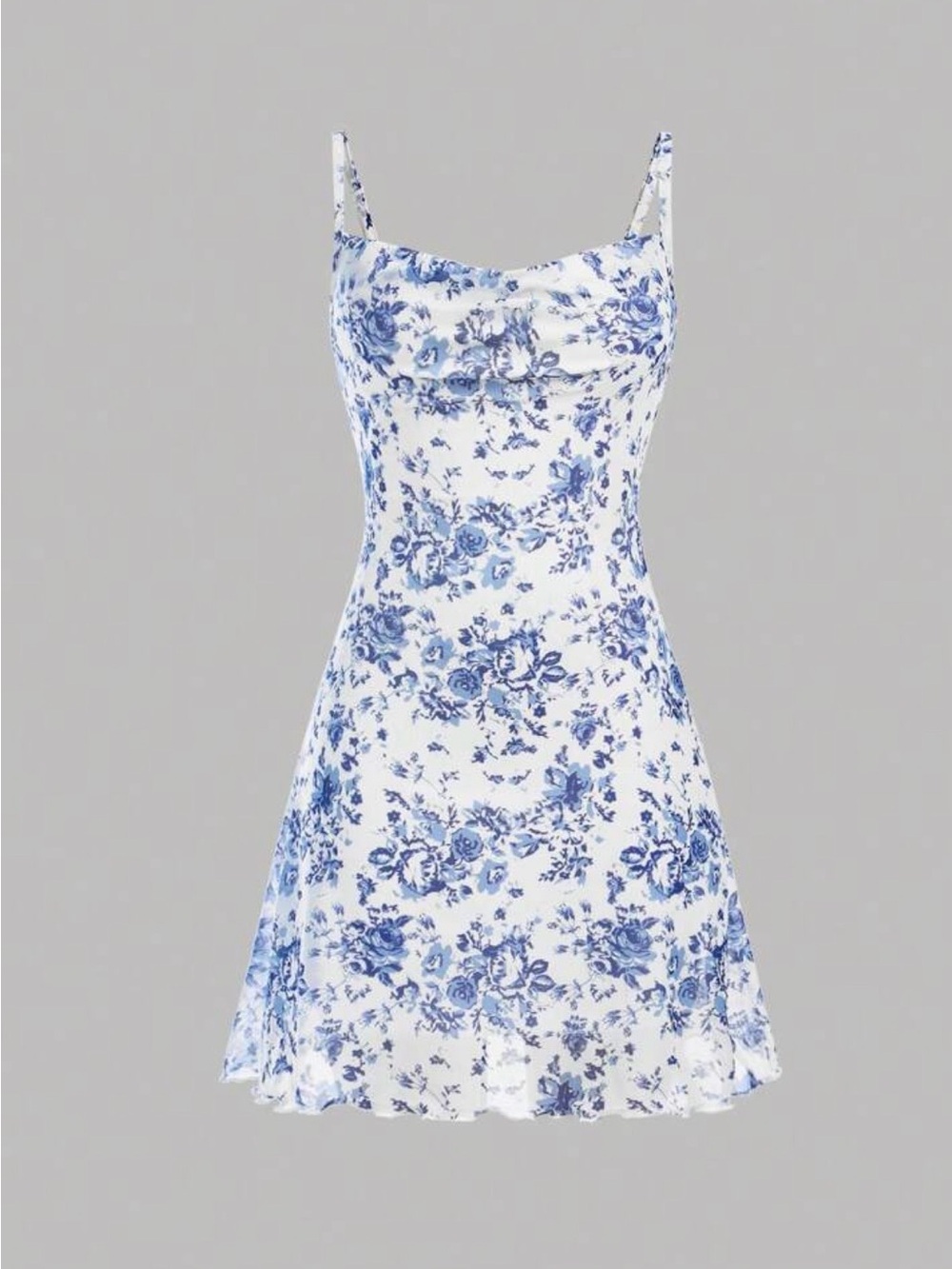 Elegant Spaghetti Strap Dress With Floral Print And Mesh Overlay For Summer